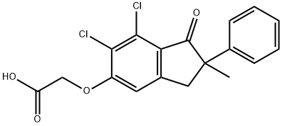 [(6,7-dichloro-2,3-dihydro-2-methyl-1-oxo-2-phenyl-1H-inden-5-yl)oxy]acetic acid  Struktur