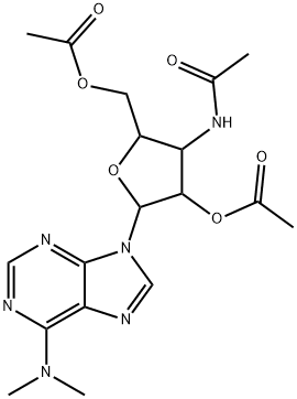 3-(Acetylamino)-4-(acetyloxy)-5-[6-(dimethylamino)-9H-purin-9-yl]tetrahydrofuran-2-methanol acetate Struktur