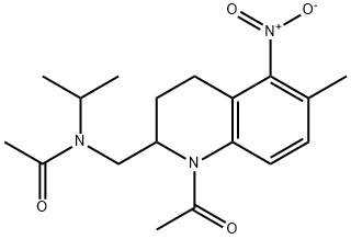 N-[(1-acetyl-1,2,3,4-tetrahydro-6-methyl-5-nitro-2-quinolyl)methyl]-N-(1-methylethyl)acetamide Struktur