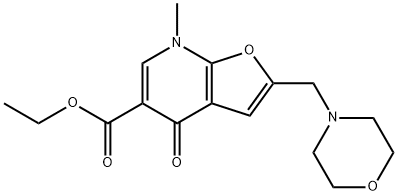 Furo[2,3-b]pyridine-5-carboxylic  acid,  4,7-dihydro-7-methyl-2-(4-morpholinylmethyl)-4-oxo-,  ethyl  ester Struktur