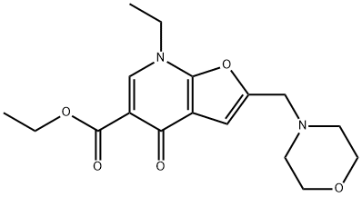 Furo[2,3-b]pyridine-5-carboxylic  acid,  7-ethyl-4,7-dihydro-2-(4-morpholinylmethyl)-4-oxo-,  ethyl  ester Struktur