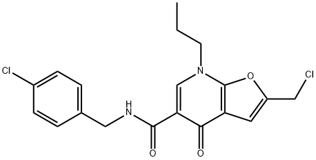 Furo[2,3-b]pyridine-5-carboxamide,  2-(chloromethyl)-N-[(4-chlorophenyl)methyl]-4,7-dihydro-4-oxo-7-propyl- Struktur