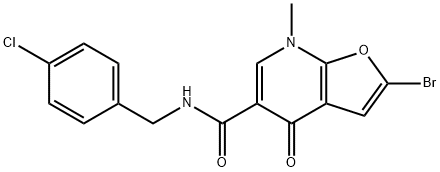 Furo[2,3-b]pyridine-5-carboxamide,  2-bromo-N-[(4-chlorophenyl)methyl]-4,7-dihydro-7-methyl-4-oxo- Struktur