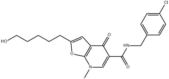 Furo[2,3-b]pyridine-5-carboxamide,  N-[(4-chlorophenyl)methyl]-4,7-dihydro-2-(5-hydroxypentyl)-7-methyl-4-oxo- Struktur