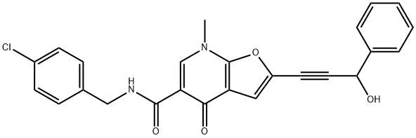 Furo[2,3-b]pyridine-5-carboxamide,  N-[(4-chlorophenyl)methyl]-4,7-dihydro-2-(3-hydroxy-3-phenyl-1-propynyl)-7-methyl-4-oxo-  (9CI) Struktur