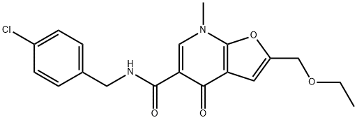 Furo[2,3-b]pyridine-5-carboxamide,  N-[(4-chlorophenyl)methyl]-2-(ethoxymethyl)-4,7-dihydro-7-methyl-4-oxo- Struktur