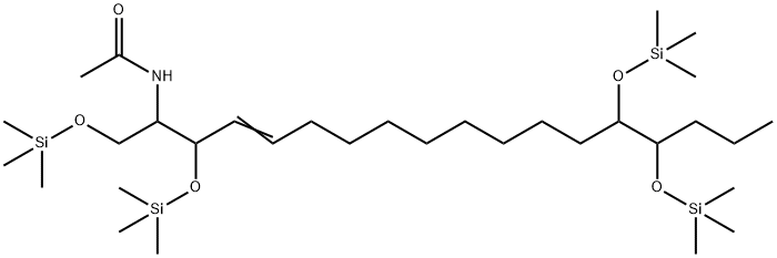 N-[1-[[(Trimethylsilyl)oxy]methyl]-2,13,14-tris[(trimethylsilyl)oxy]-3-heptadecenyl]acetamide Struktur