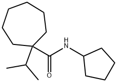 N-cyclopentyl-1-isopropylcycloheptanecarboxamide Struktur