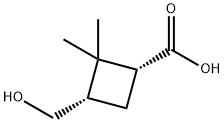 Cyclobutanecarboxylic acid, 3-(hydroxymethyl)-2,2-dimethyl-, (1R,3S)- (9CI) Struktur