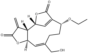 (3aS,4R,8S,11E,12aR)-8-Ethoxy-3a,4,8,9,10,12a-hexahydro-11-hydroxymethyl-3-methylene-6H-4,7-methenofuro[3,2-c]oxacycloundecin-2,6(3H)-dione Struktur