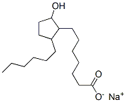 sodium 2-hexyl-5-hydroxycyclopentaneheptanoate Struktur