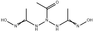 2-Acetyl-1,3-bis[1-(hydroxyimino)ethyl]triazane Struktur