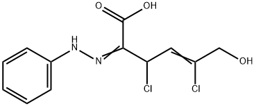 3,5-Dichloro-6-hydroxy-2-(2-phenylhydrazono)-4-hexenoic acid Struktur