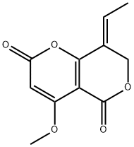 (8E)-8-Ethylidene-7,8-dihydro-4-methoxy-2H,5H-pyrano[4,3-b]pyran-2,5-dione Struktur