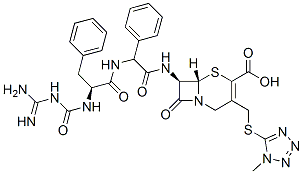 (7R)-3-[(1-Methyl-1H-tetrazol-5-ylthio)methyl]-7-[[[[N-[(guanidino)carbonyl]-L-phenylalanyl]amino]phenylacetyl]amino]cepham-3-ene-4-carboxylic acid Struktur