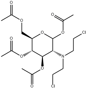 2-Deoxy-2-(di-2-chloroethyl)amino-1,3,4,6-tetraacetoxy-D-glucopyranose Struktur