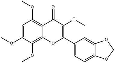 2-(1,3-Benzodioxol-5-yl)-3,5,7,8-tetramethoxy-4H-1-benzopyran-4-one Struktur