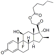 9-fluoro-11beta,17,21-trihydroxy-16beta-methylpregna-1,4-diene-3,20-dione 21-hexanoate Struktur