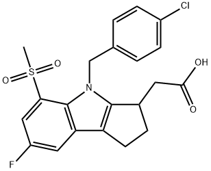 4-[(4-chlorophenyl)Methyl]-7-fluoro-1,2,3,4-tetrahydro-5-(Methylsulfonyl)-Cyclopent[b]indole-3-acetic acid Struktur