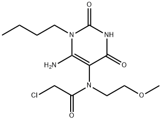 N-(6-Amino-1-butyl-2,4-dioxo-1,2,3,4-tetrahydro-pyrimidin-5-yl)-2-chloro-N-(2-methoxy-ethyl)-acetamide Struktur