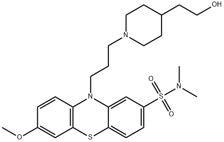 10-[3-[4-(2-hydroxyethyl)piperidino]propyl]-7-methoxy-N,N-dimethyl-10H-phenothiazine-2-sulphonamide Struktur