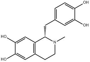 (S)-1-[(3,4-dihydroxyphenyl)methyl]-1,2,3,4-tetrahydro-2-methylisoquinoline-6,7-diol Struktur