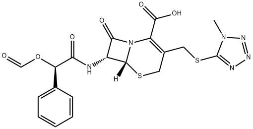 [6R-[6alpha,7beta(R*)]]-7-[(formyloxy)phenylacetamido]-3-[[(1-methyl-1H-tetrazol-5-yl)thio]methyl]-8-oxo-5-thia-1-azabicyclo[4.2.0]oct-2-ene-2-carboxylic acid Struktur