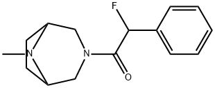 3-[Fluoro(phenyl)acetyl]-8-methyl-3,8-diazabicyclo[3.2.1]octane Struktur