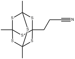 3,5,7-Trimethyl-2,4,6,8,9,10-hexathiaadamantane-1-propiononitrile Struktur