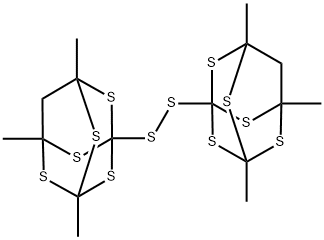 1,1'-Dithiobis(3,5,7-trimethyl-2,4,6,8,9-pentathiaadamantane) Struktur