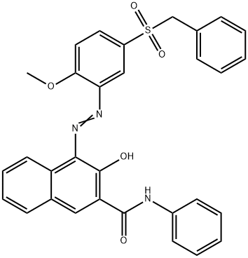 3-hydroxy-4-[[2-methoxy-5-[(phenylmethyl)sulfonyl]phenyl]azo]-N-phenyl-2-Naphthalenecarboxamide Struktur