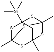 1,5,7-Trimethyl-3-(trimethylsilyl)-2,4,6,8,9-pentathiaadamantane Struktur