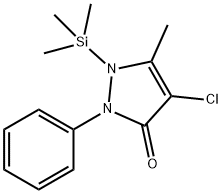 3H-Pyrazol-3-one, 4-chloro-1,2-dihydro-5-methyl-2-phenyl-1-(trimethyls ilyl)- Struktur