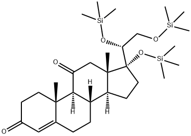 Pregn-4-ene-3,11-dione, 17,20,21-tris[(trimethylsilyl)oxy]-, (20R)- Struktur