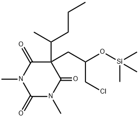 5-[3-Chloro-2-(trimethylsiloxy)propyl]-1,3-dimethyl-5-(1-methylbutyl)-2,4,6(1H,3H,5H)-pyrimidinetrione Struktur