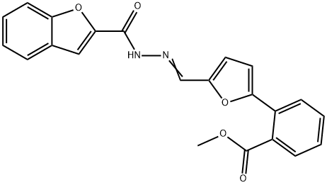 2-Benzofurancarboxylicacid,[[5-[2-(methoxycarbonyl)phenyl]-2-furanyl]methylene]hydrazide(9CI) Struktur