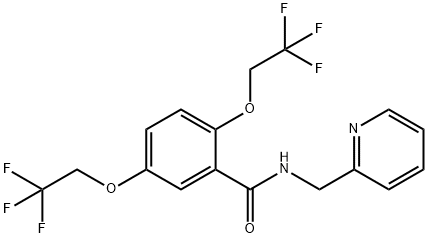 N-(2-pyridylmethyl)-2,5-bis(2,2,2-trifluoroethoxy)benzamide Struktur