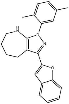 Pyrazolo[3,4-b]azepine, 3-(2-benzofuranyl)-1-(2,5-dimethylphenyl)-1,4,5,6,7,8-hexahydro- (9CI) Struktur