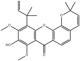 11-(1,1-Dimethyl-2-propenyl)-9-hydroxy-8,10-dimethoxy-2,2-dimethylpyrano[3,2-c]xanthen-7(2H)-one Struktur