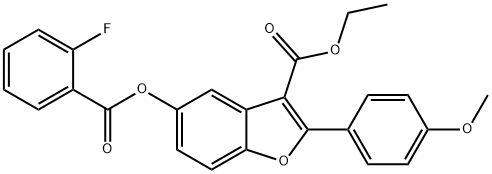 3-Benzofurancarboxylicacid,5-[(2-fluorobenzoyl)oxy]-2-(4-methoxyphenyl)-,ethylester(9CI) Struktur