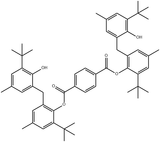 bis[2-(1,1-dimethylethyl)-6-[[3-(1,1-dimethylethyl)-2-hydroxy-5-methylphenyl]methyl]-4-methylphenyl] terephthalate Struktur