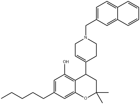 3,4-Dihydro-2,2-dimethyl-7-pentyl-4-[1,2,3,6-tetrahydro-1-(2-naphthalenylmethyl)pyridin-4-yl]-2H-1-benzopyran-5-ol Struktur