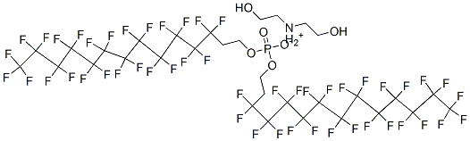 bis(2-hydroxyethyl)ammonium bis[3,3,4,4,5,5,6,6,7,7,8,8,9,9,10,10,11,11,12,12,13,13,14,14,14-pentacosafluorotetradecyl] phosphate  Struktur