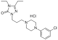 2-[3-[4-(3-chlorophenyl)piperazin-1-yl]propyl]-4,5-diethyl-2,4-dihydro-3H-1,2,4-triazol-3-one monohydrochloride Struktur