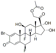 2-bromo-6beta,9-difluoro-11beta,16alpha,17,21-tetrahydroxypregna-1,4-diene-3,20-dione 21-acetate  Struktur