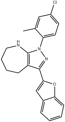 Pyrazolo[3,4-b]azepine, 3-(2-benzofuranyl)-1-(4-chloro-2-methylphenyl)-1,4,5,6,7,8-hexahydro- (9CI) Struktur