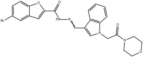 2-Benzofurancarboxylicacid,5-bromo-,[[1-[2-(4-morpholinyl)-2-oxoethyl]-1H-indol-3-yl]methylene]hydrazide(9CI) Struktur