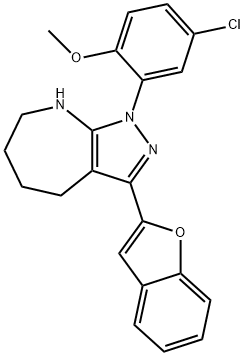 Pyrazolo[3,4-b]azepine, 3-(2-benzofuranyl)-1-(5-chloro-2-methoxyphenyl)-1,4,5,6,7,8-hexahydro- (9CI) Struktur