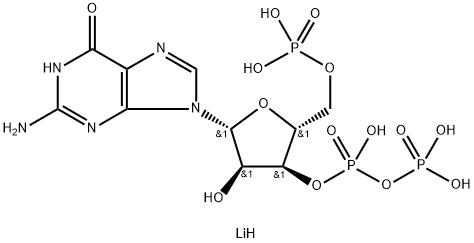 Guanosine 5'-phosphoric acid-3'-diphosphoric acid pentalithium salt Struktur