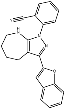 Benzonitrile, 2-[3-(2-benzofuranyl)-5,6,7,8-tetrahydropyrazolo[3,4-b]azepin-1(4H)-yl]- (9CI) Struktur